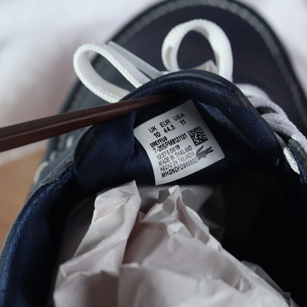 Lacoste Keellson Navy Blue Leather Boat Shoes Mens Nautical Sneakers